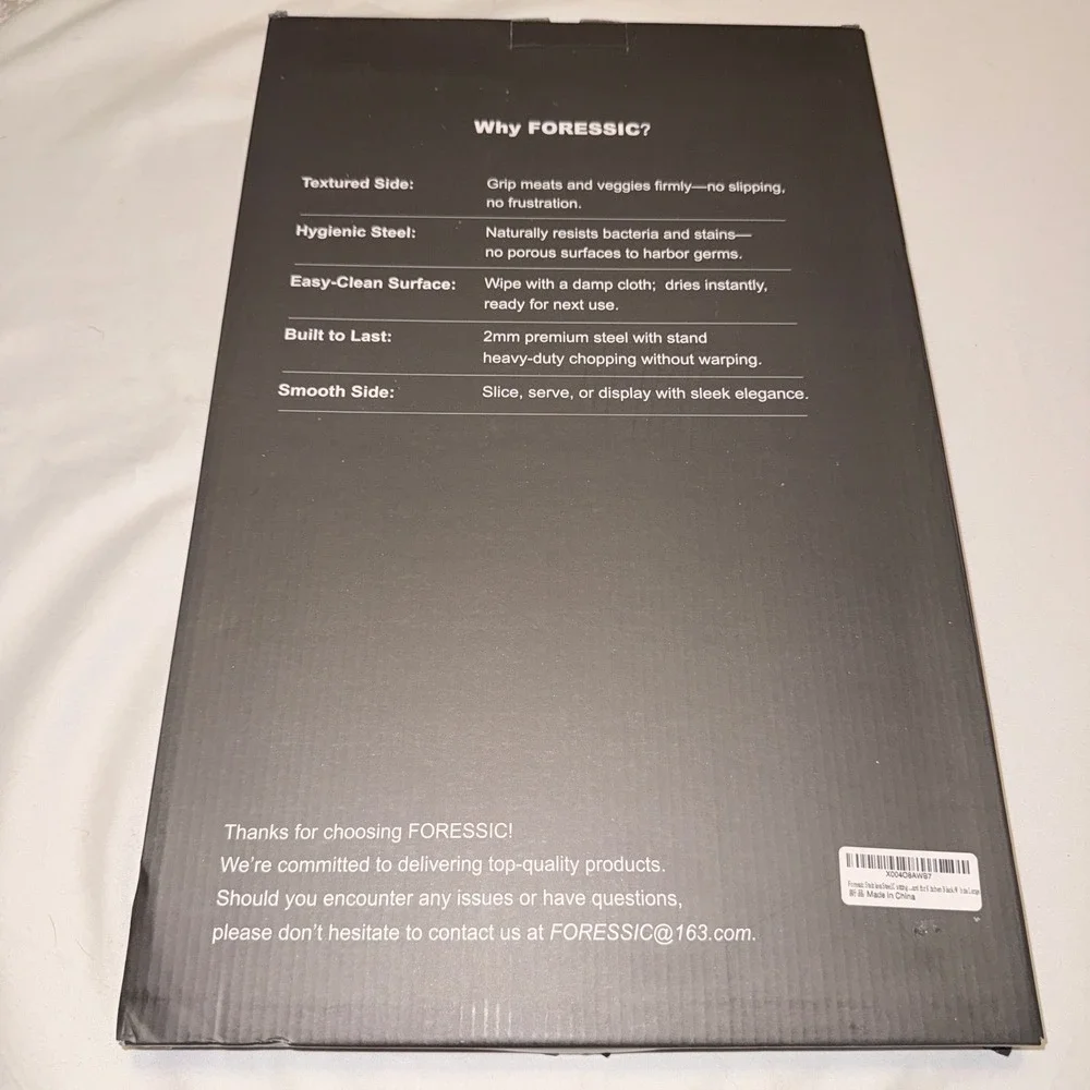 FORESSIC Cutting Board Unisex XL Black White NEW 2-in-1 Stainless Steel Non-Slip